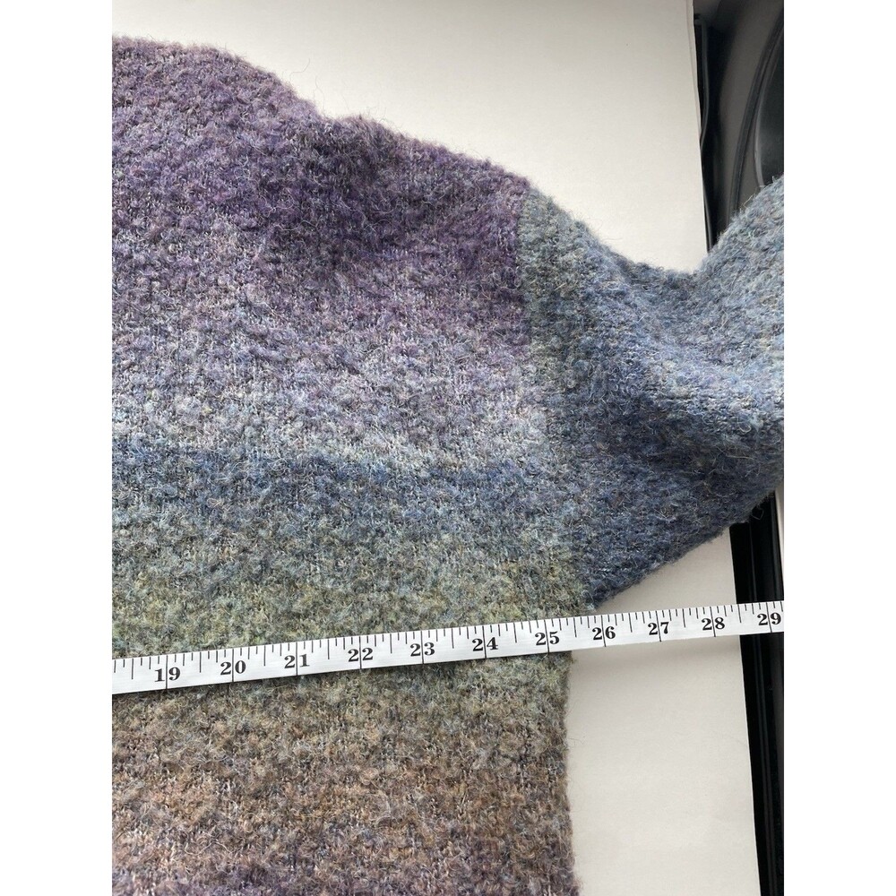 Natural Life V-Neck Sweater Ombré Blue Green Purple XL Boho Chunky Wool Blend - Picture 8 of 8